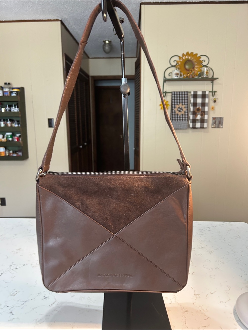 Spikes & Sparrow Brown Leather Shoulder Bag - genuine leather